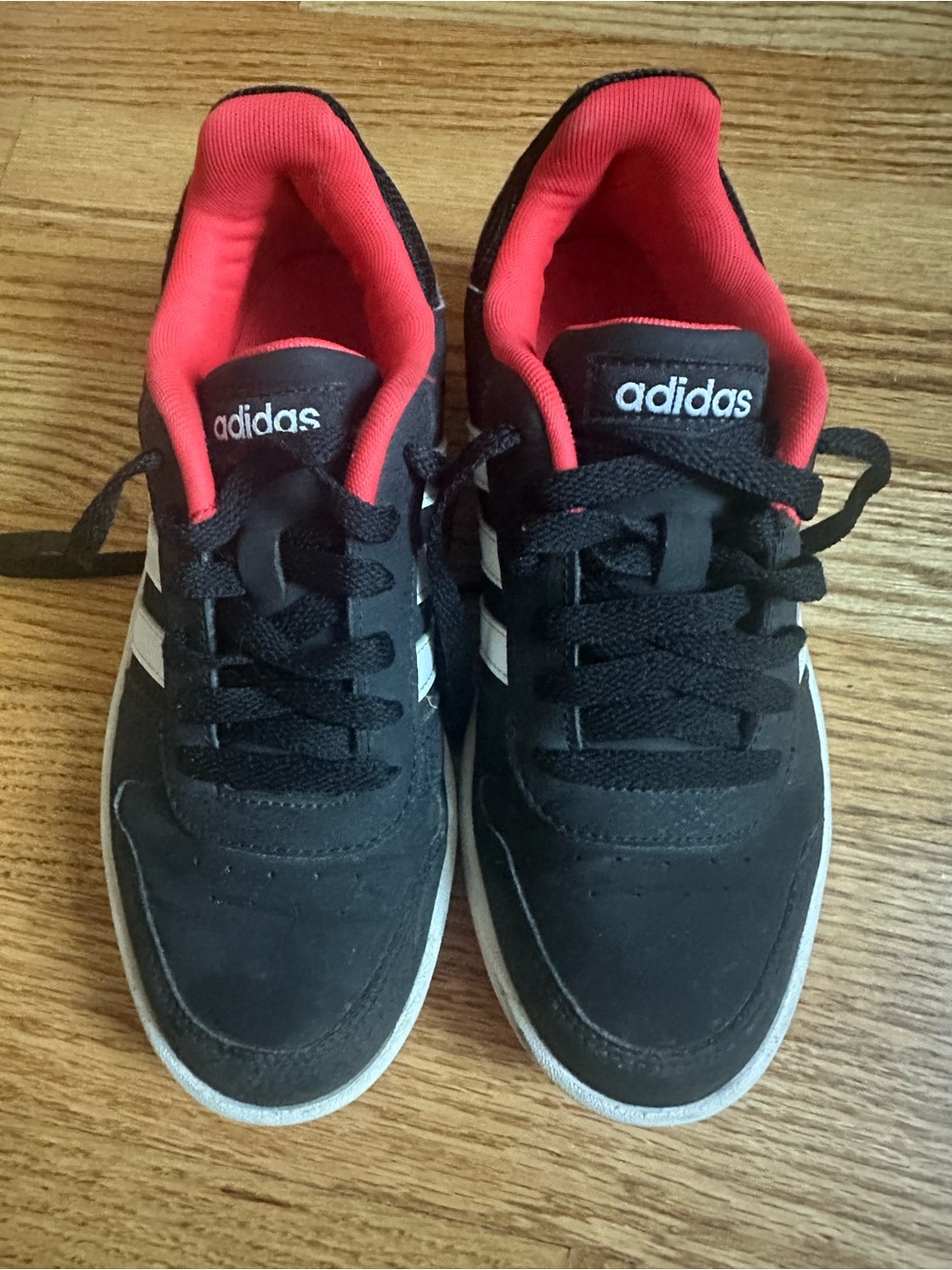 adidas Black Sneakers with Red Lining and White Stripes